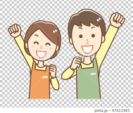 介護スタッフ 男女 ガッツポーズのイラスト素材